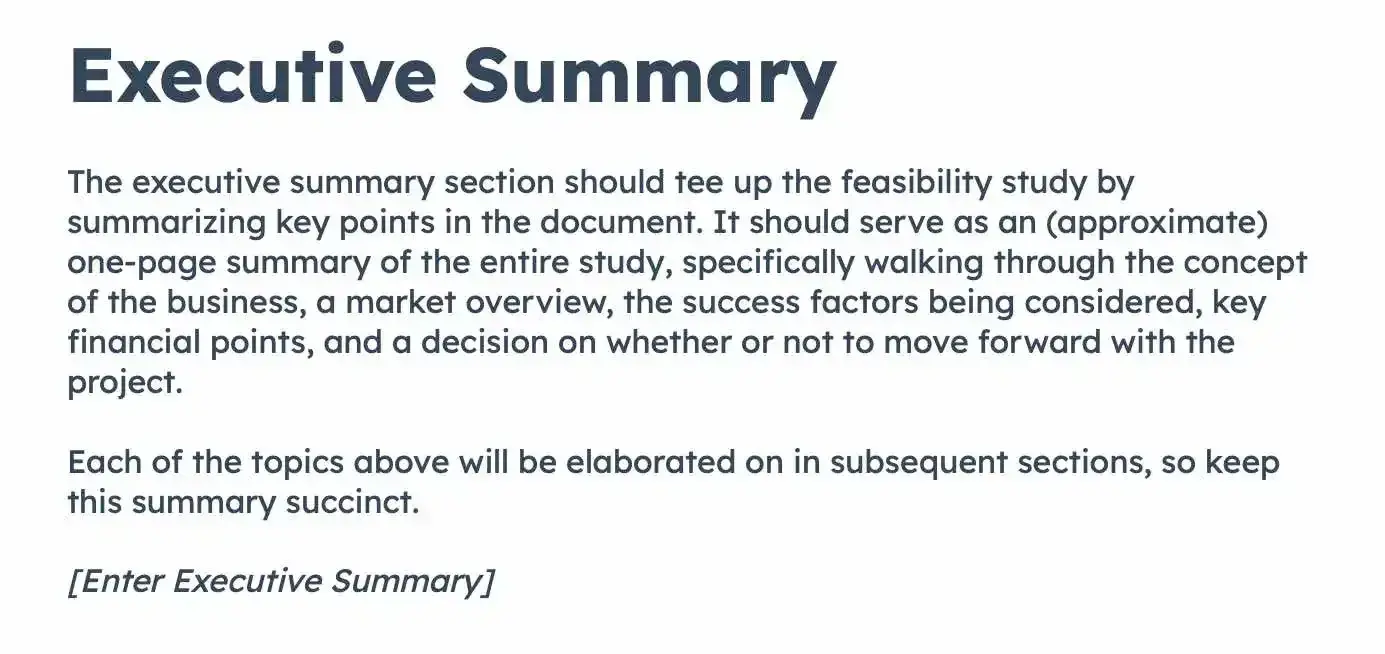 executive summary section of feasibility study templatehttps://offers.hubspot.com/business-startup-kit