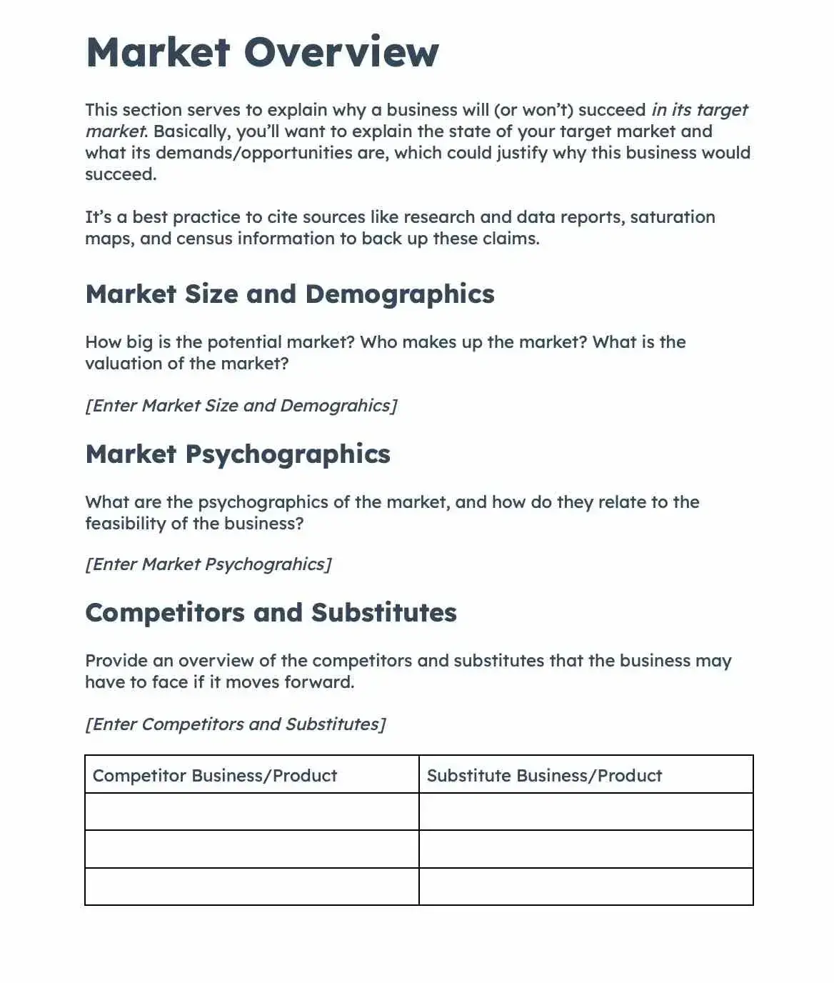 market overview section of feasibility study templatehttps://offers.hubspot.com/business-startup-kit