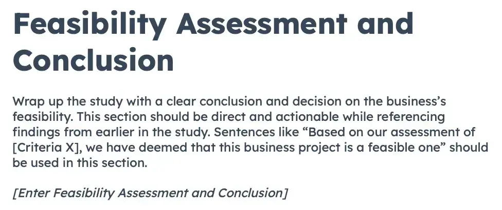 assessment and conclusion section of feasibility study templatehttps://offers.hubspot.com/business-startup-kit