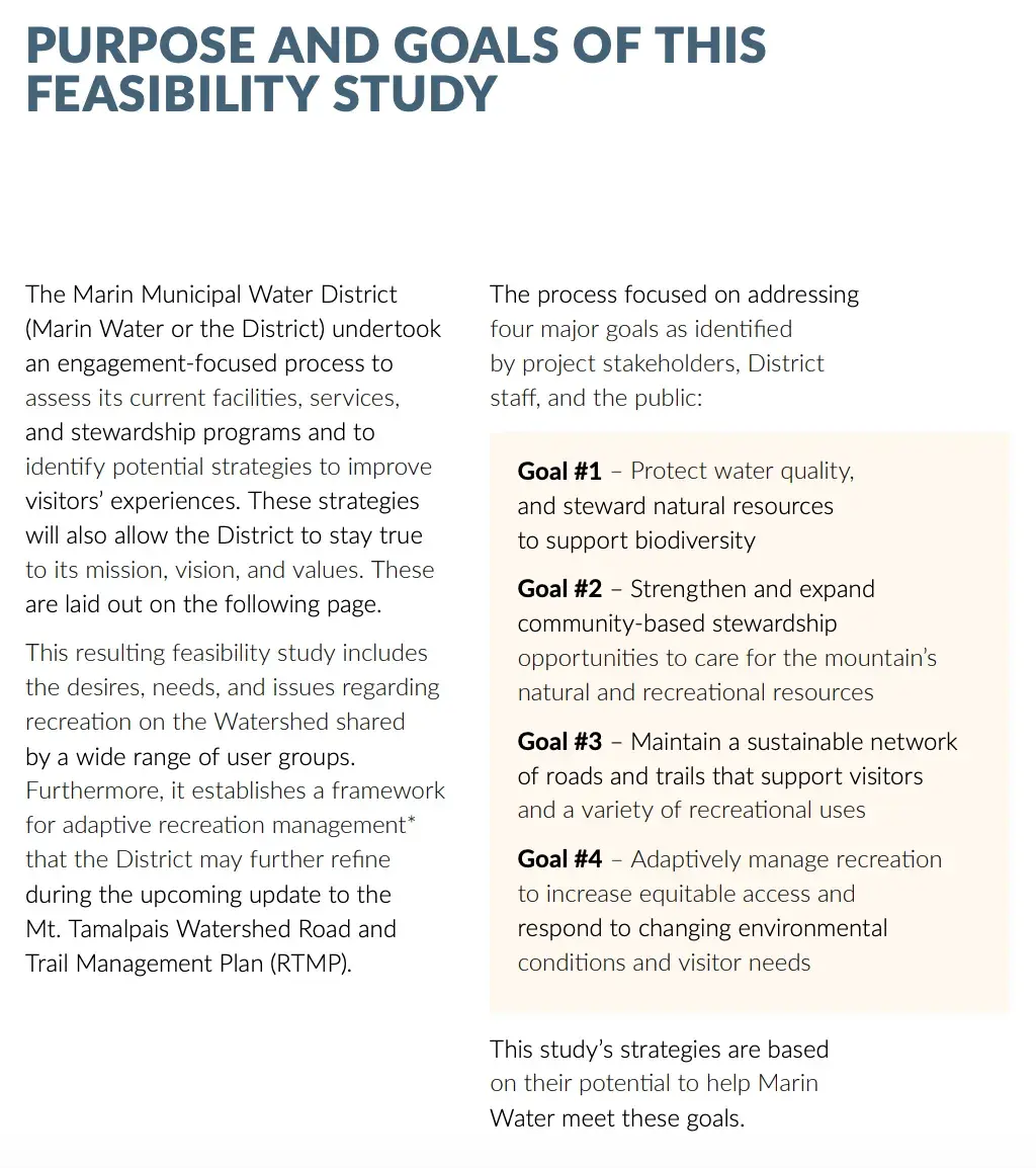 a feasibility study conducted by marin municipal water district https://www.marinwater.org/sites/default/files/2024-02/recreation%20management%20planning%20feasibility%20study_02-26-2024.pdf