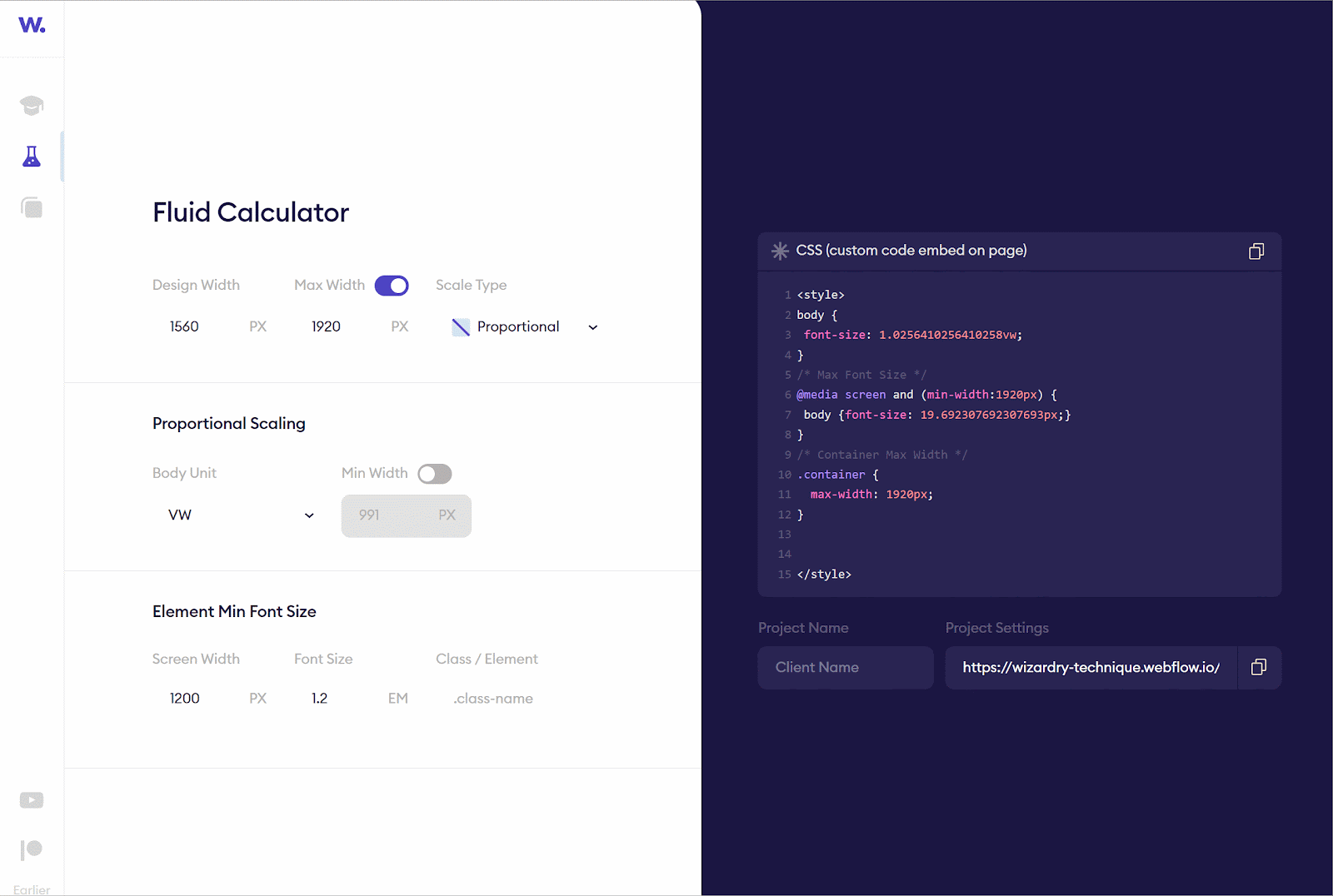 an example of a grid using fluid layout css to resize itself
