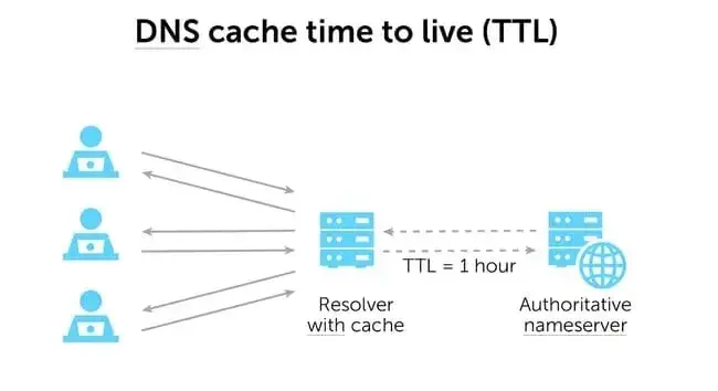 clear dns cache: time to live diagram