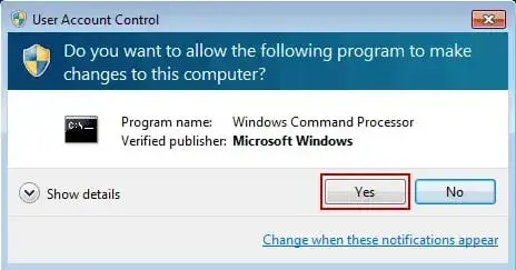 Popup asking to allow command prompt to make changes on site to flush DNS in windows 7