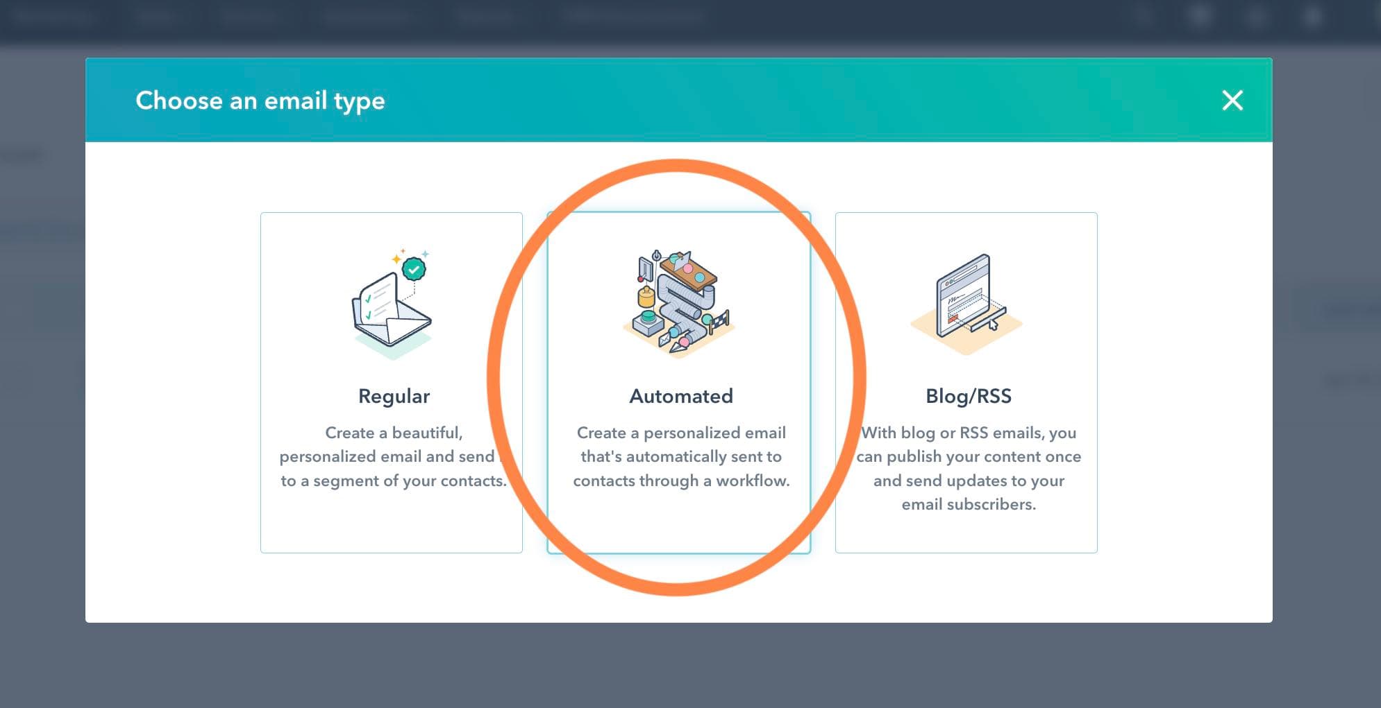 followup email automation, select Automated.