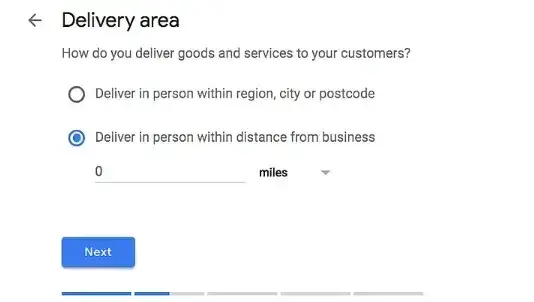 screenshot of delivery area from google business profiles.