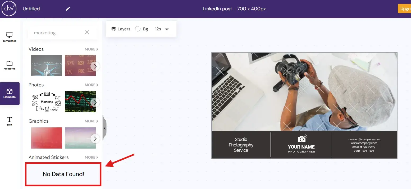customizing a designwizard linkedin post template with images