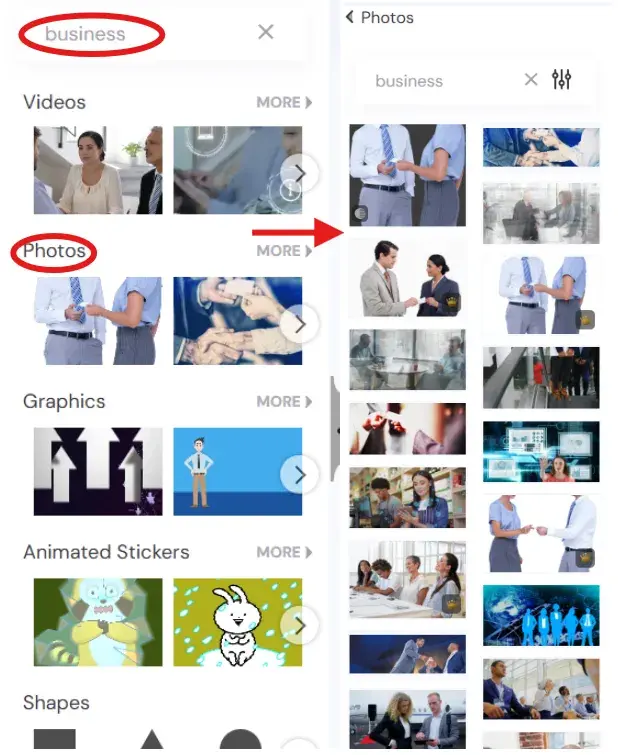 searching for photos to add to a designwizard linkedin post template