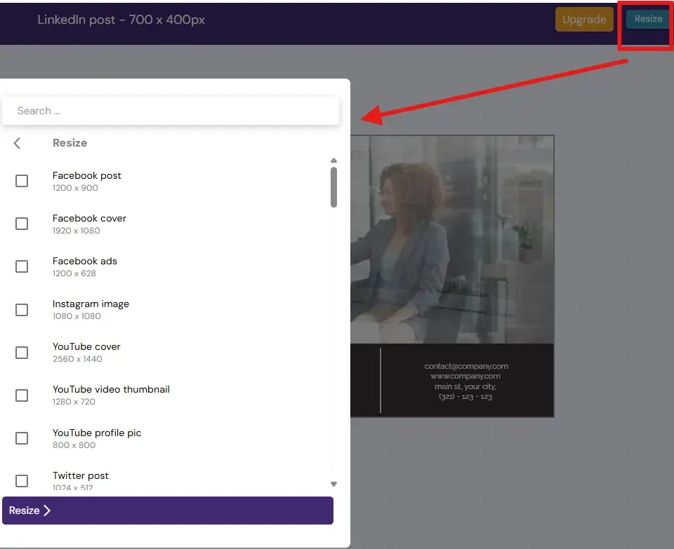 exploring the image resizing options in designwizard