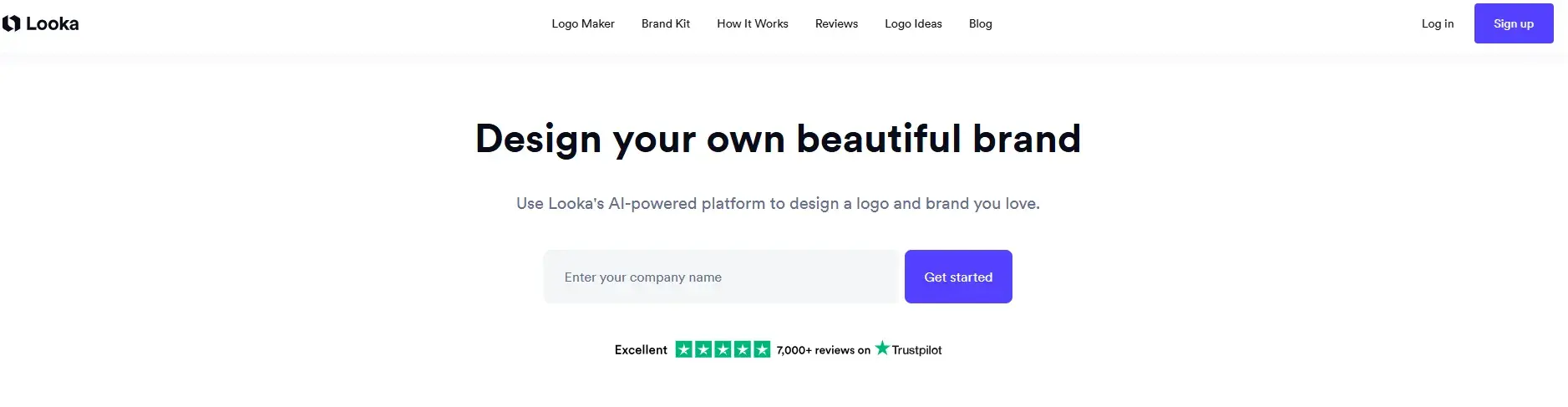 free graphic design tool: looka website’s homepage