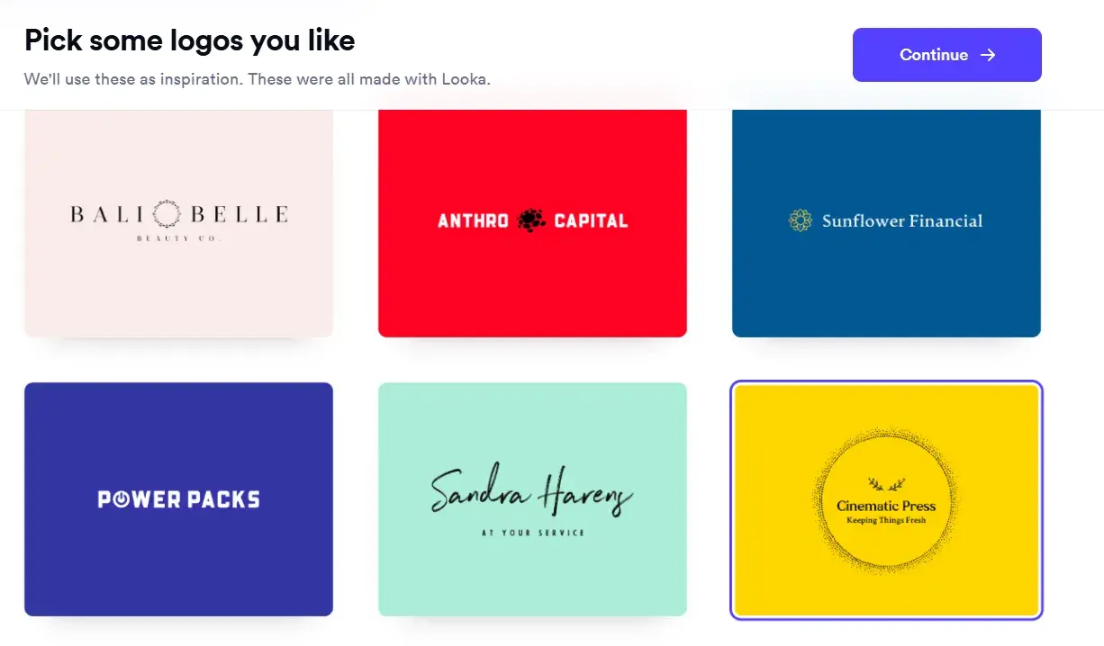 choosing logo examples you like in looka
