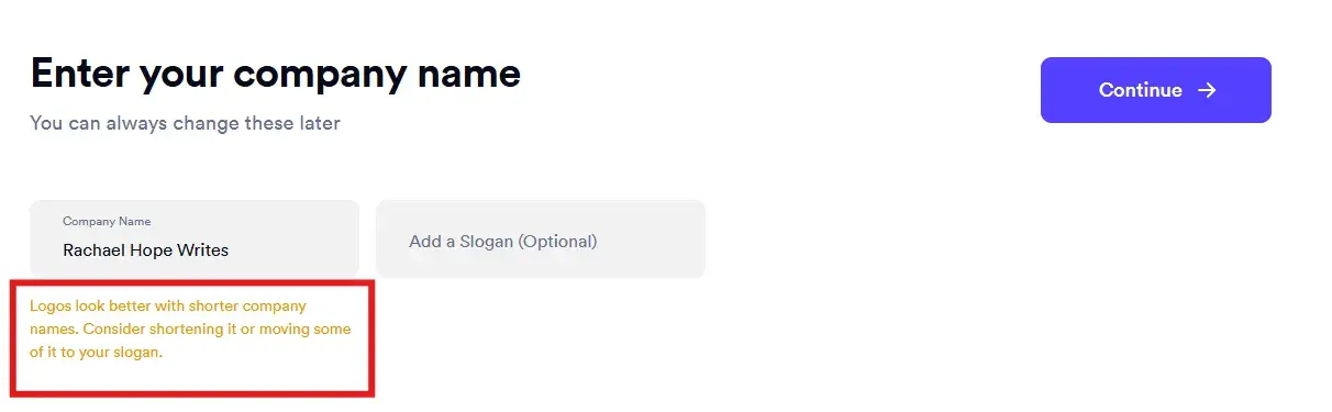 company name recommendations from looka