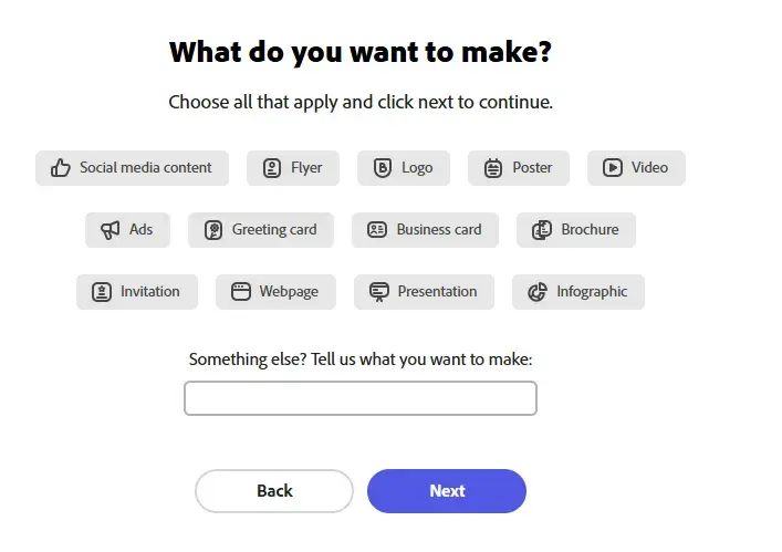 telling adobe express what i want to make