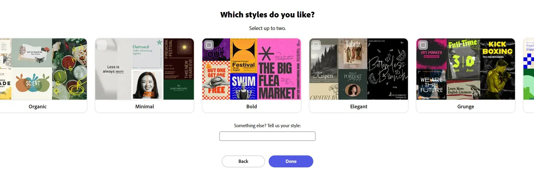 telling adobe express what styles i like.