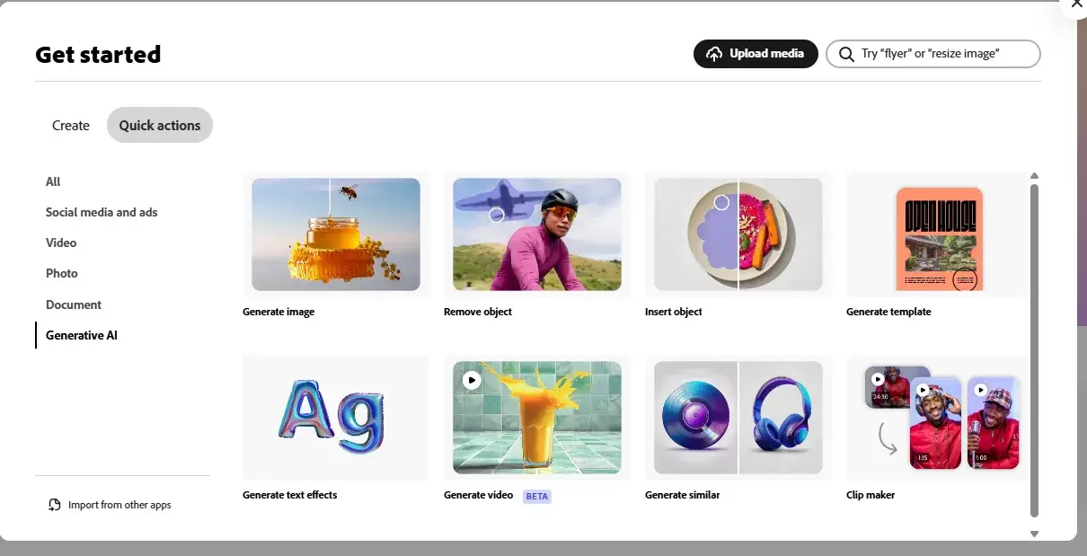 “generate with ai” feature on adobe express
