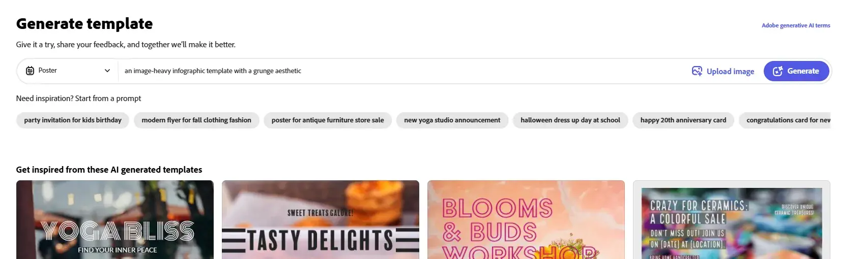 using the “generate with ai” feature on adobe express