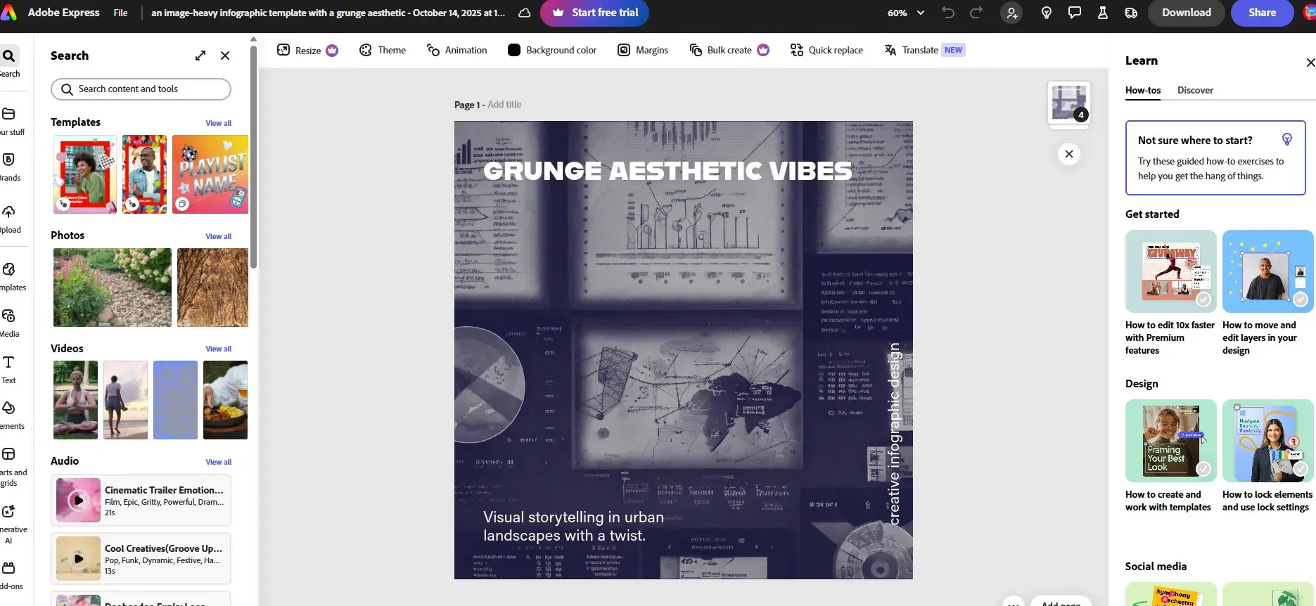 customizing the result after prompting adobe express