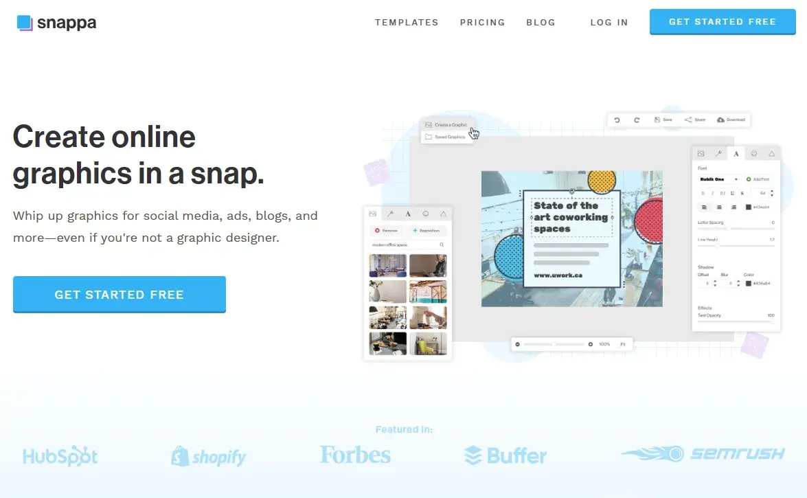 free graphic design software: snappa’s website homescreen