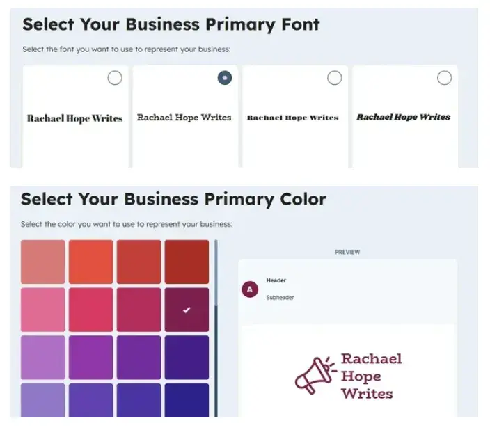 paring colors together in the hubspot logo maker