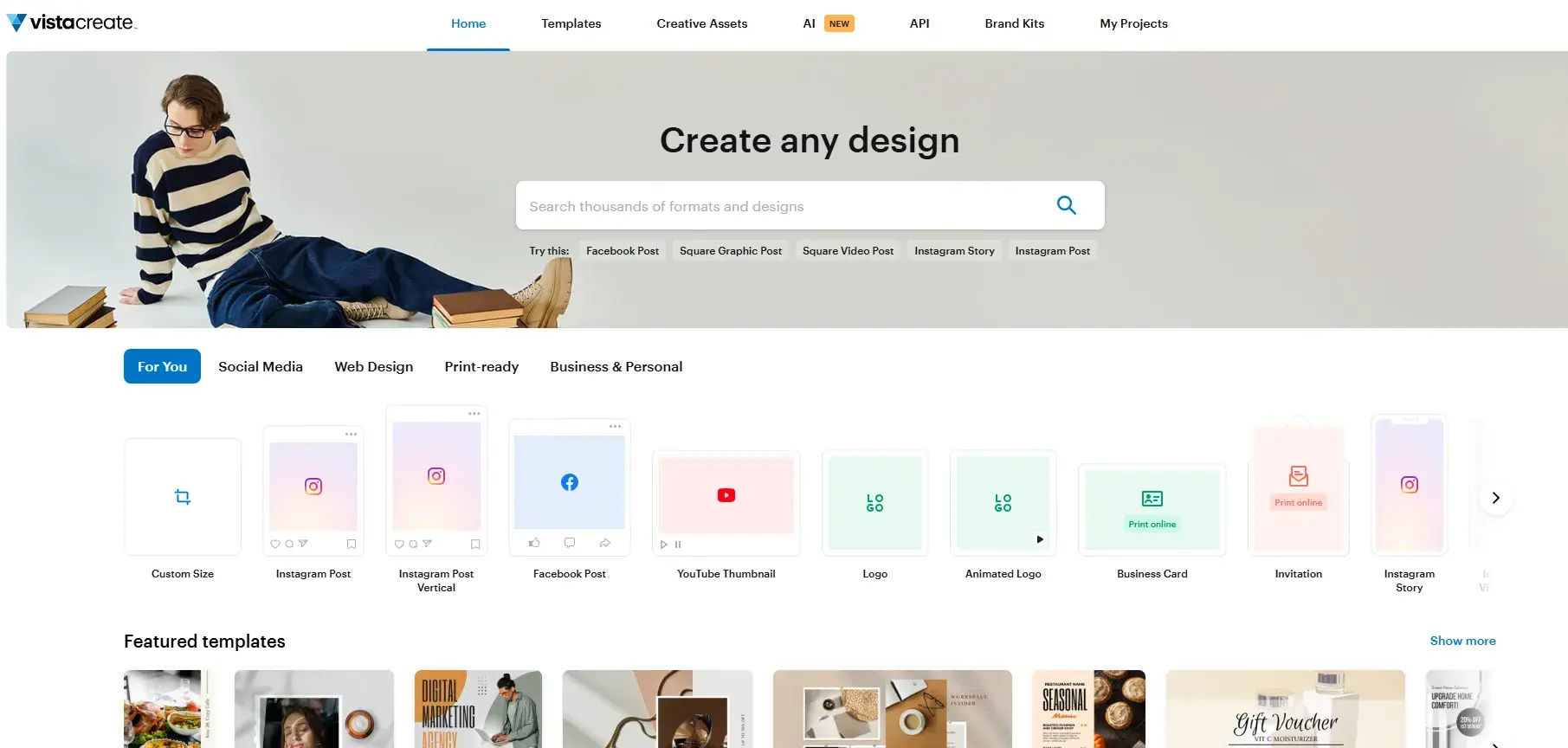 vistacreates design tool homepage