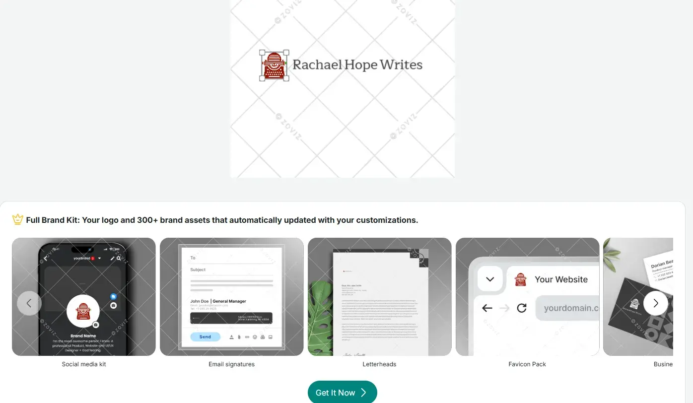 previewing full brand kit in zoviz