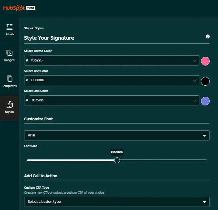 exploring fonts and colors in hubspot’s email signature template generator