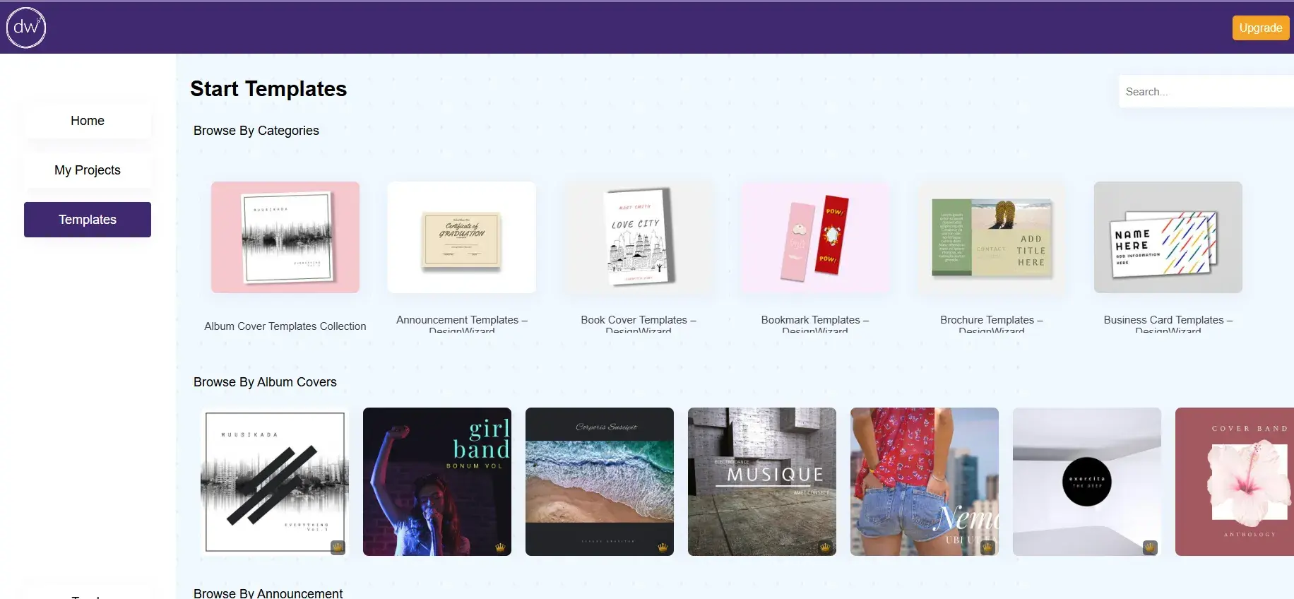 designwizard template options