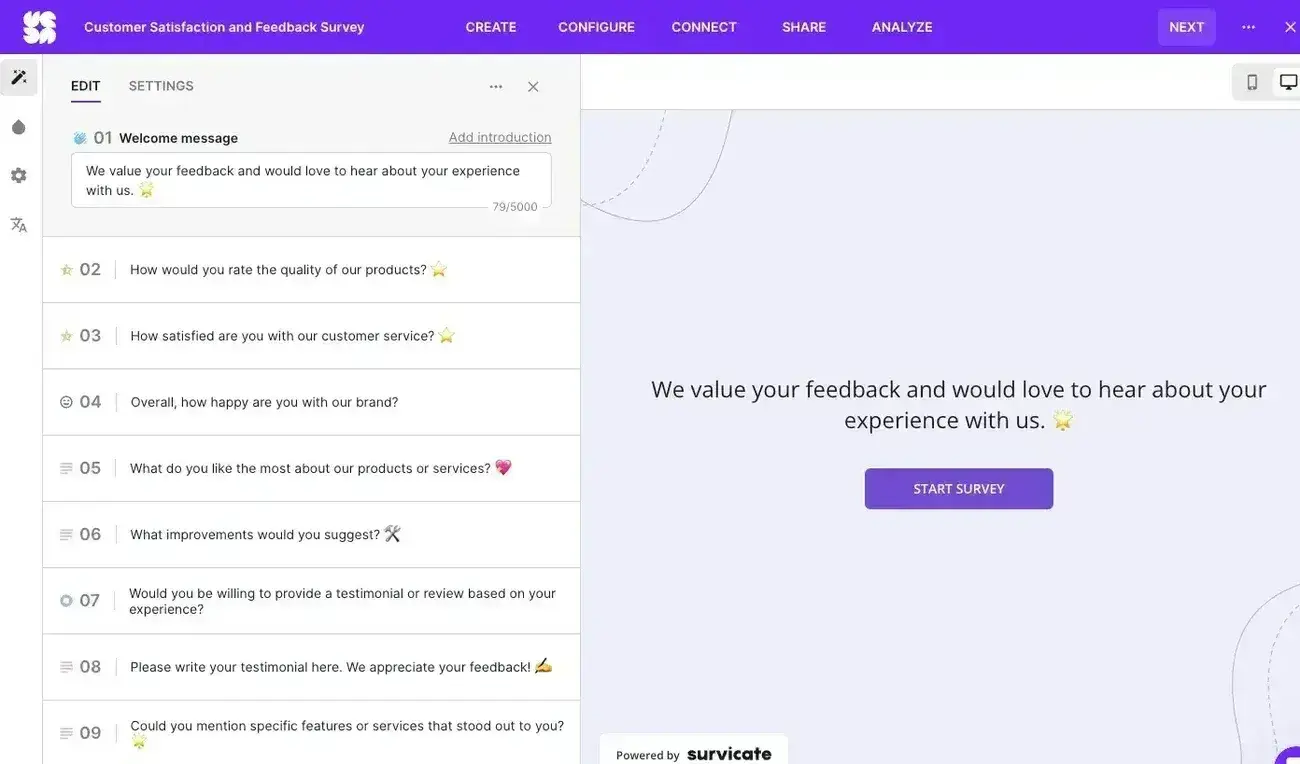 free online survey maker, survicate