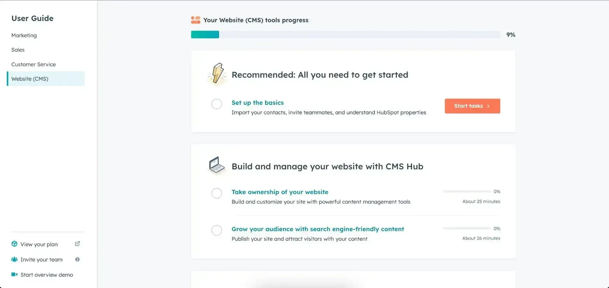 free software web design: screenshot of content hub