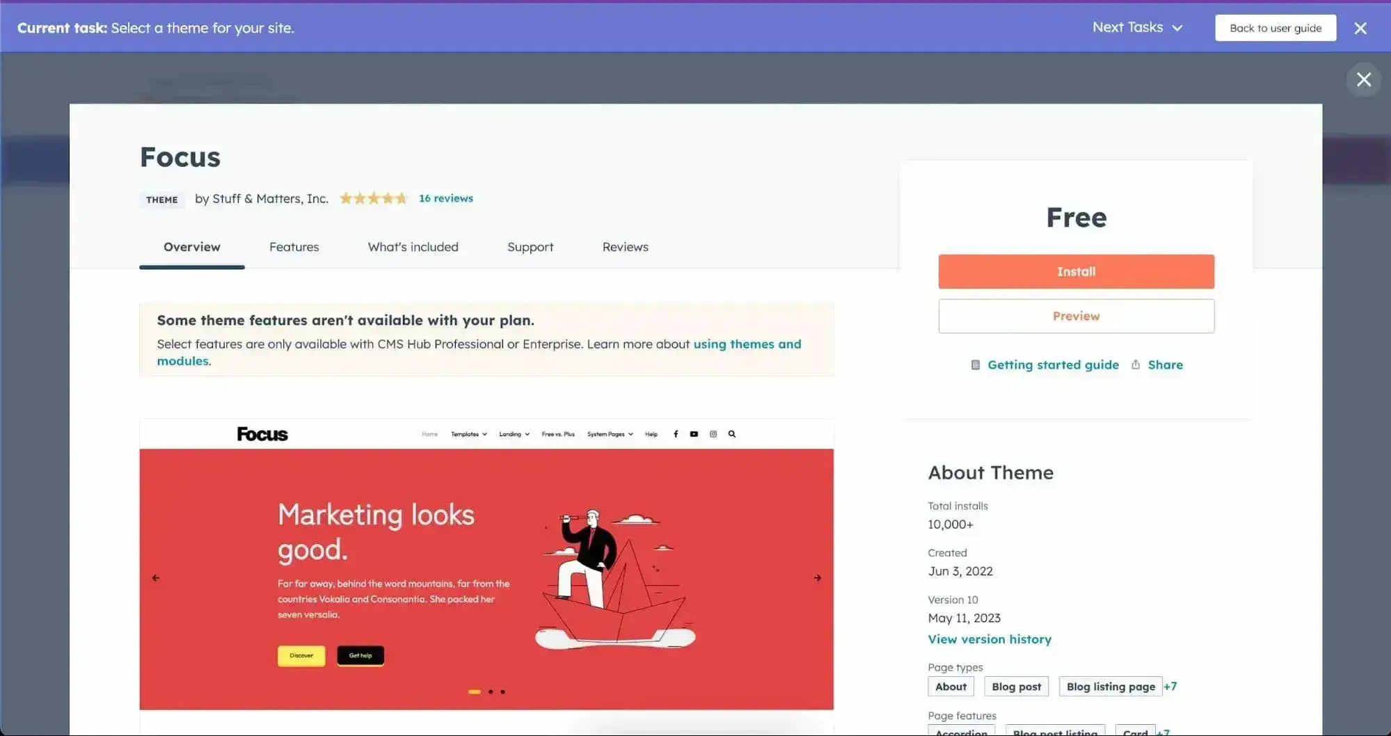 screenshot of the focus hubspot website theme
