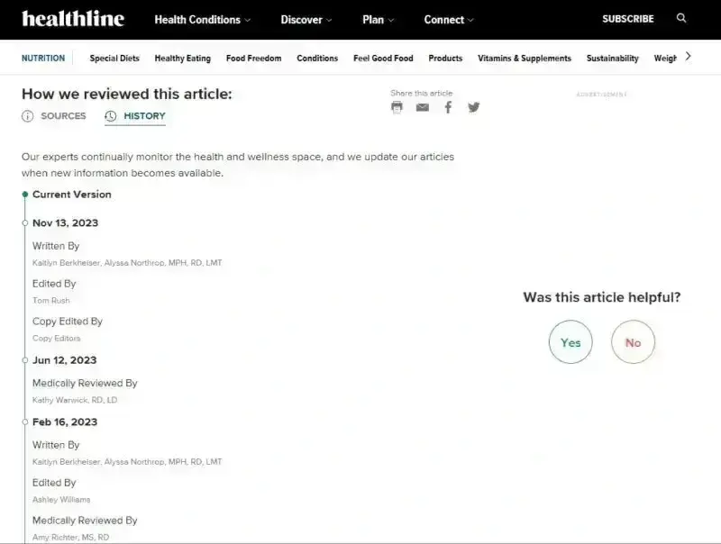 seo ranking factors, healthline article update history