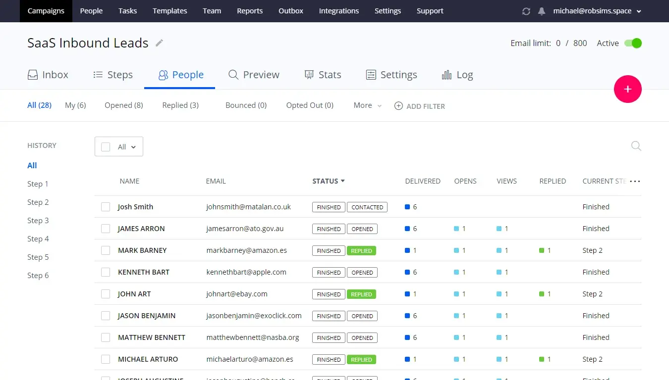 gdpr business software: image of the reply.io interface