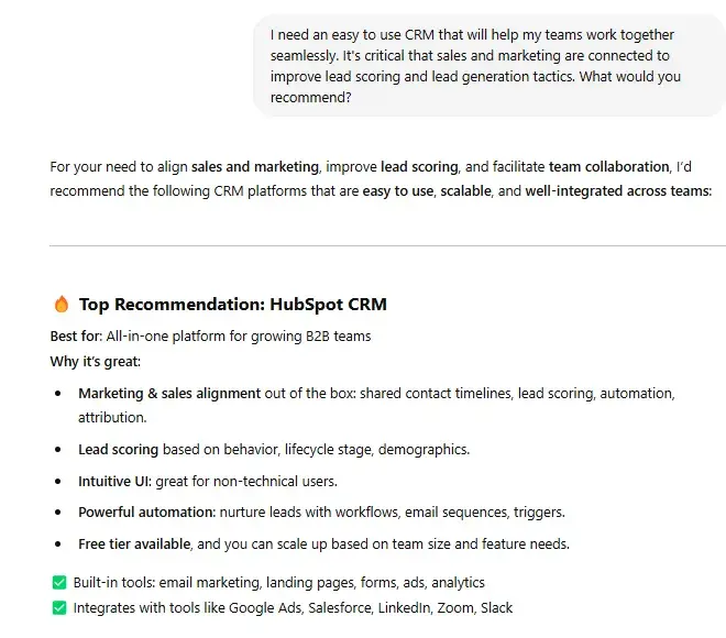screenshot demonstrates geo using similar content to whats available from seo.