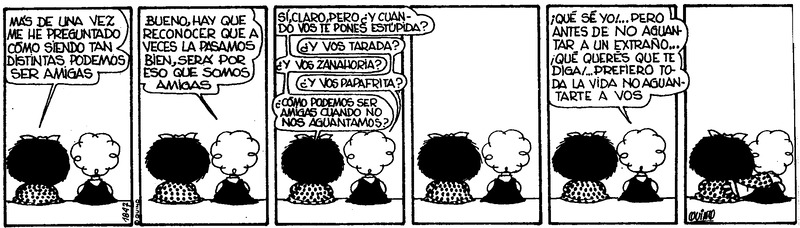 Un ejemplo de cómo Mafalda mantiene una relación con el mundo para la gestión empresarial