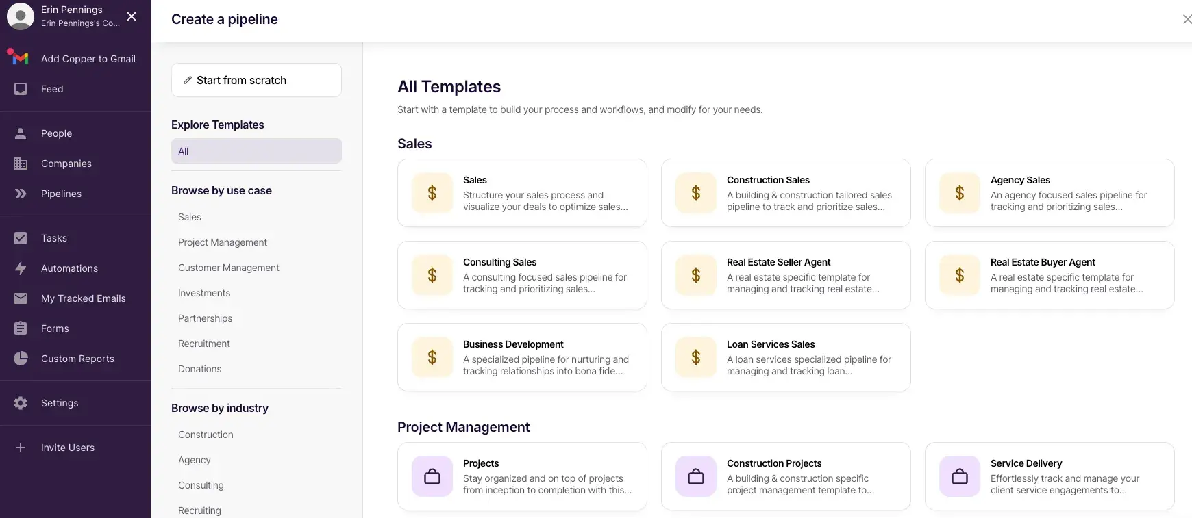 when it comes to creating pipelines, you leave coppers gmail crm.