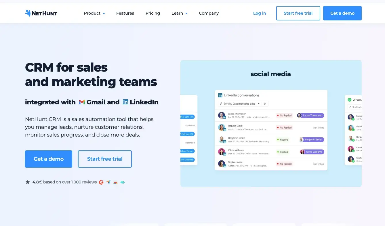 nethunts crm for google is a strong, low-cost option.