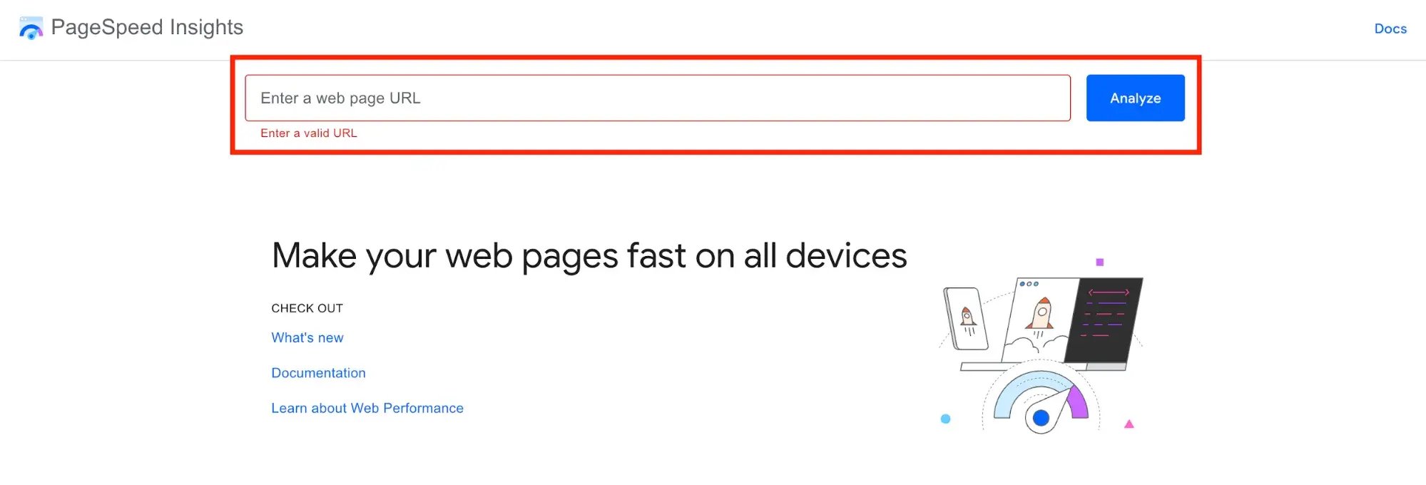 google’s pagespeed insights audit tool