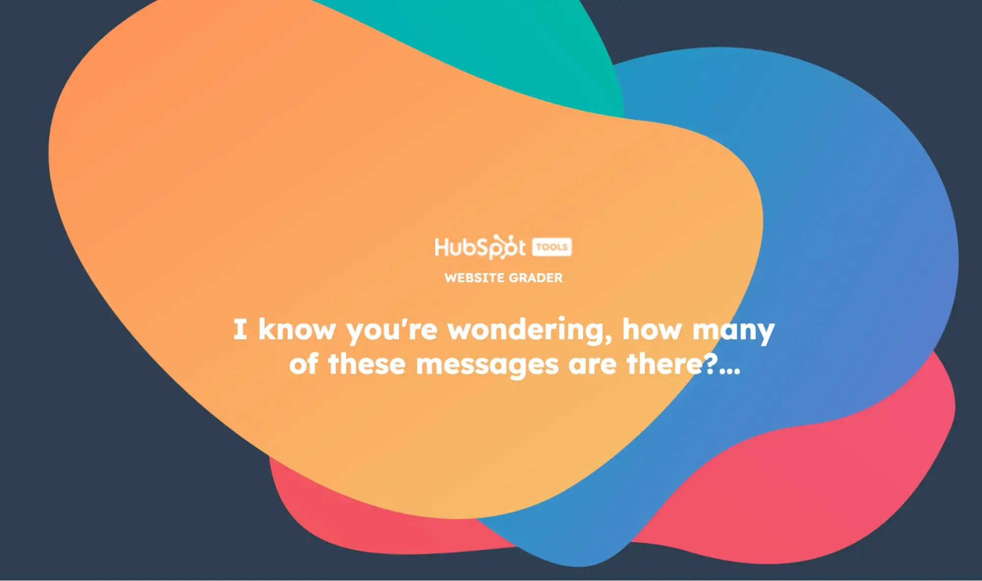 Website Grader loading screen that says, I know youre wondering, how many of these messages are there?