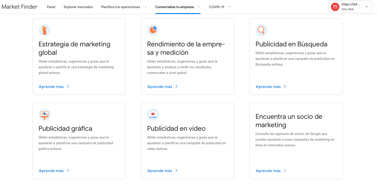 Comercializa tu empresa en Google Market Finder