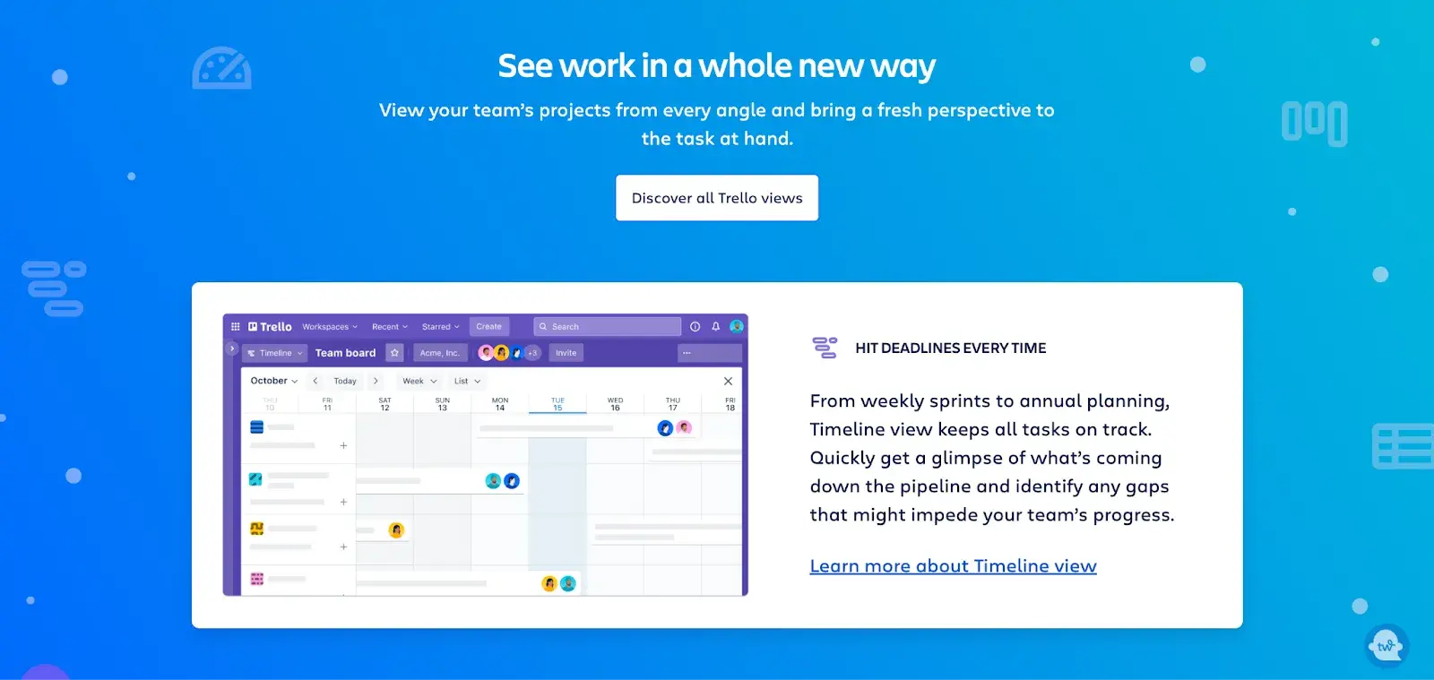 gradients in design example, trello, dark blue to light blue gradient