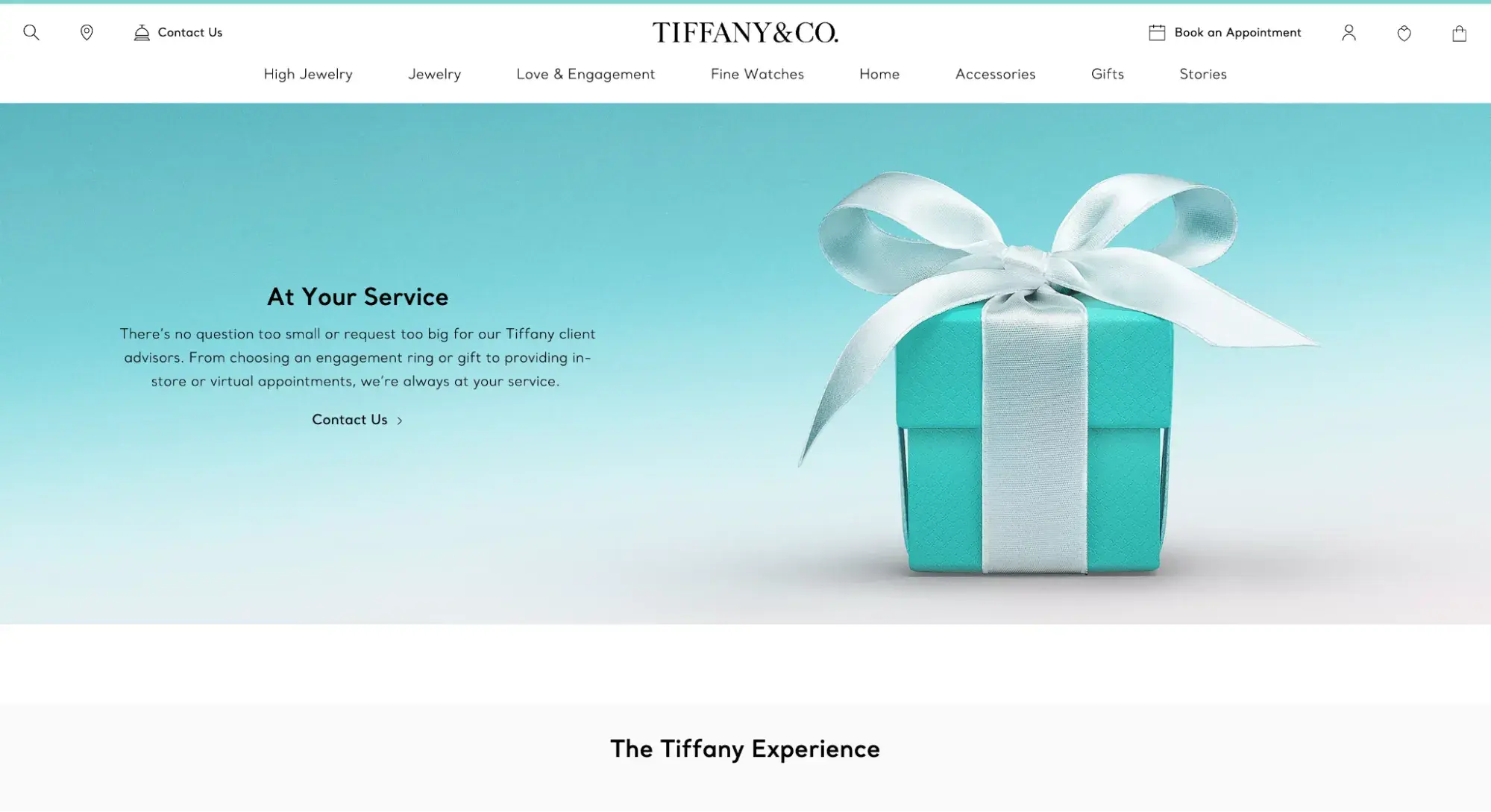 gradient website example: tiffany & co.