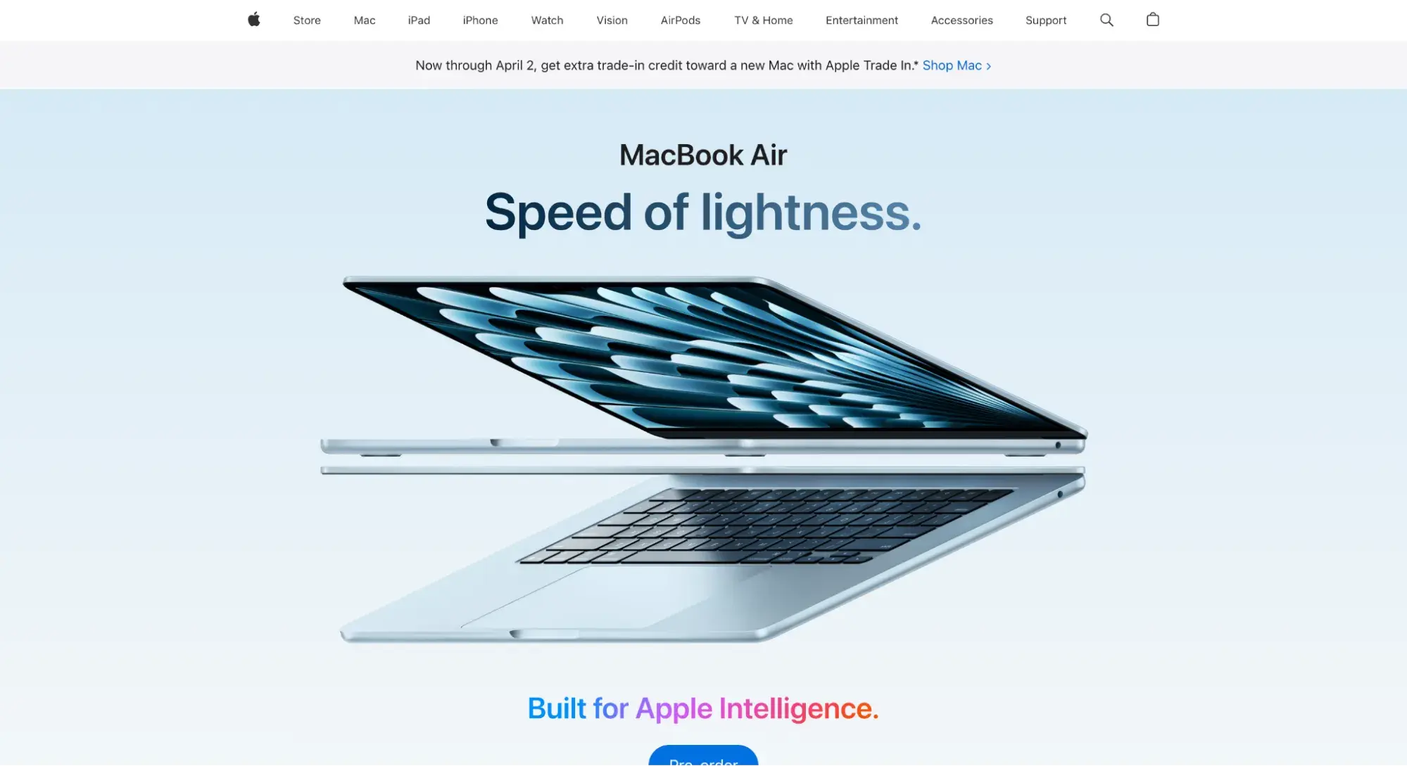 gradient website example: apple macbook air