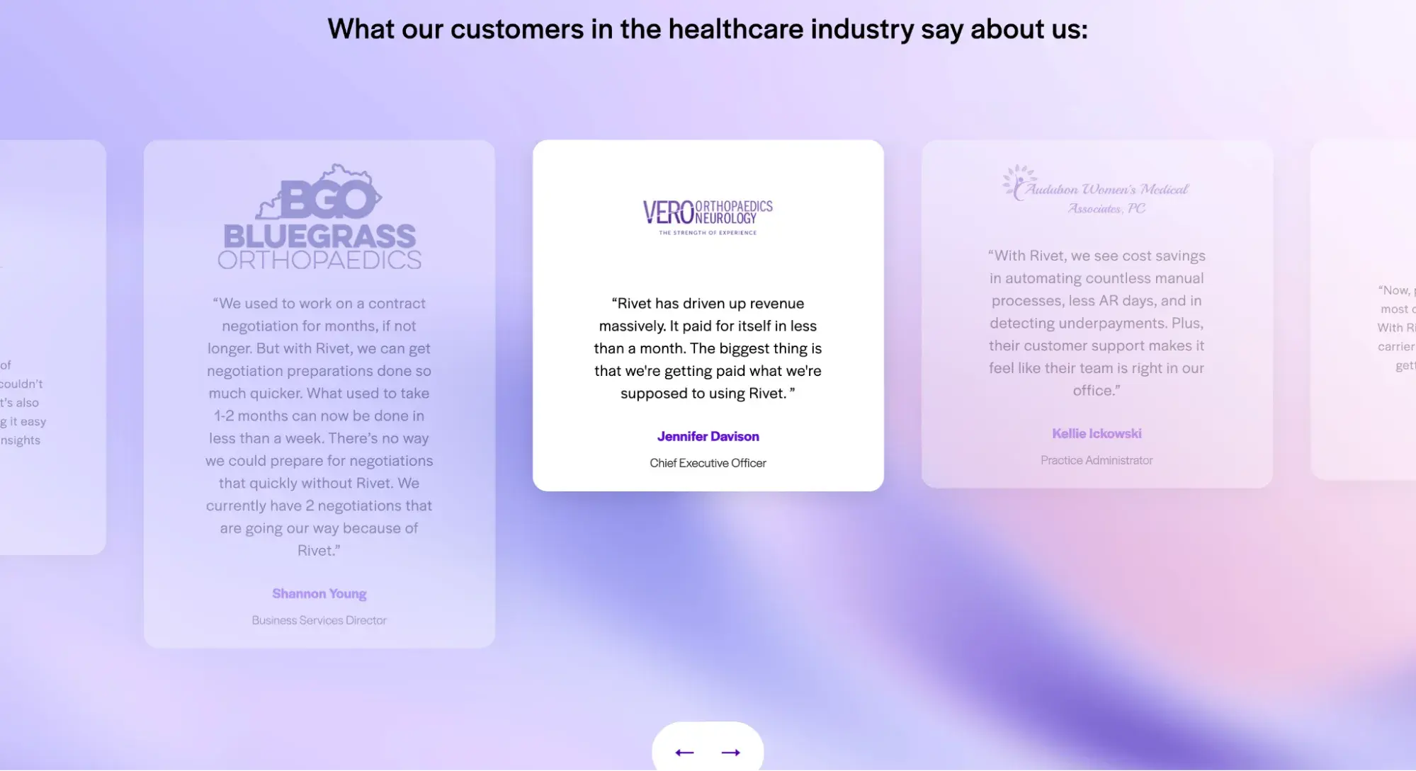 gradient website example: rivet health
