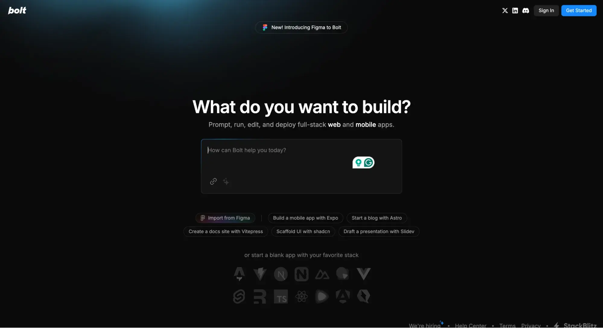 gradient website example: bolt.new