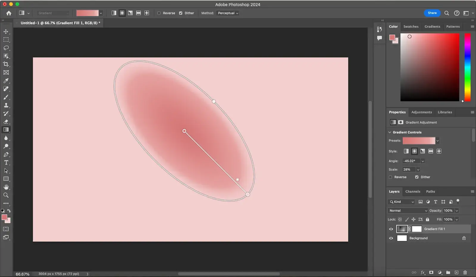 how to make a gradient in photoshop tutorial: adjusting width of radial gradient