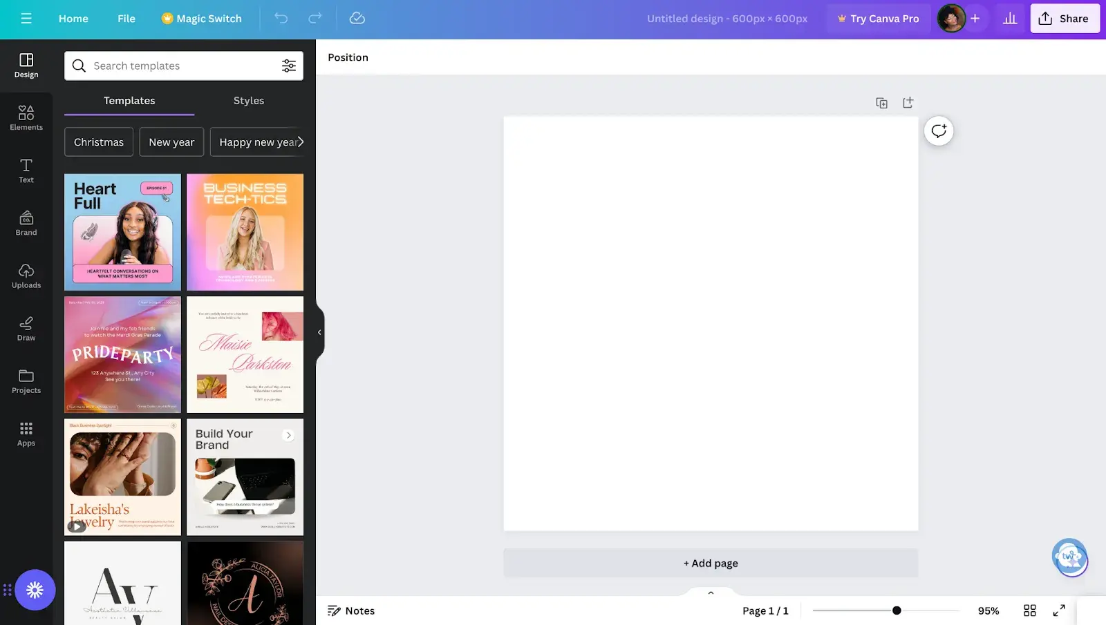 how to make a gradient in canva tutorial: blank canvas