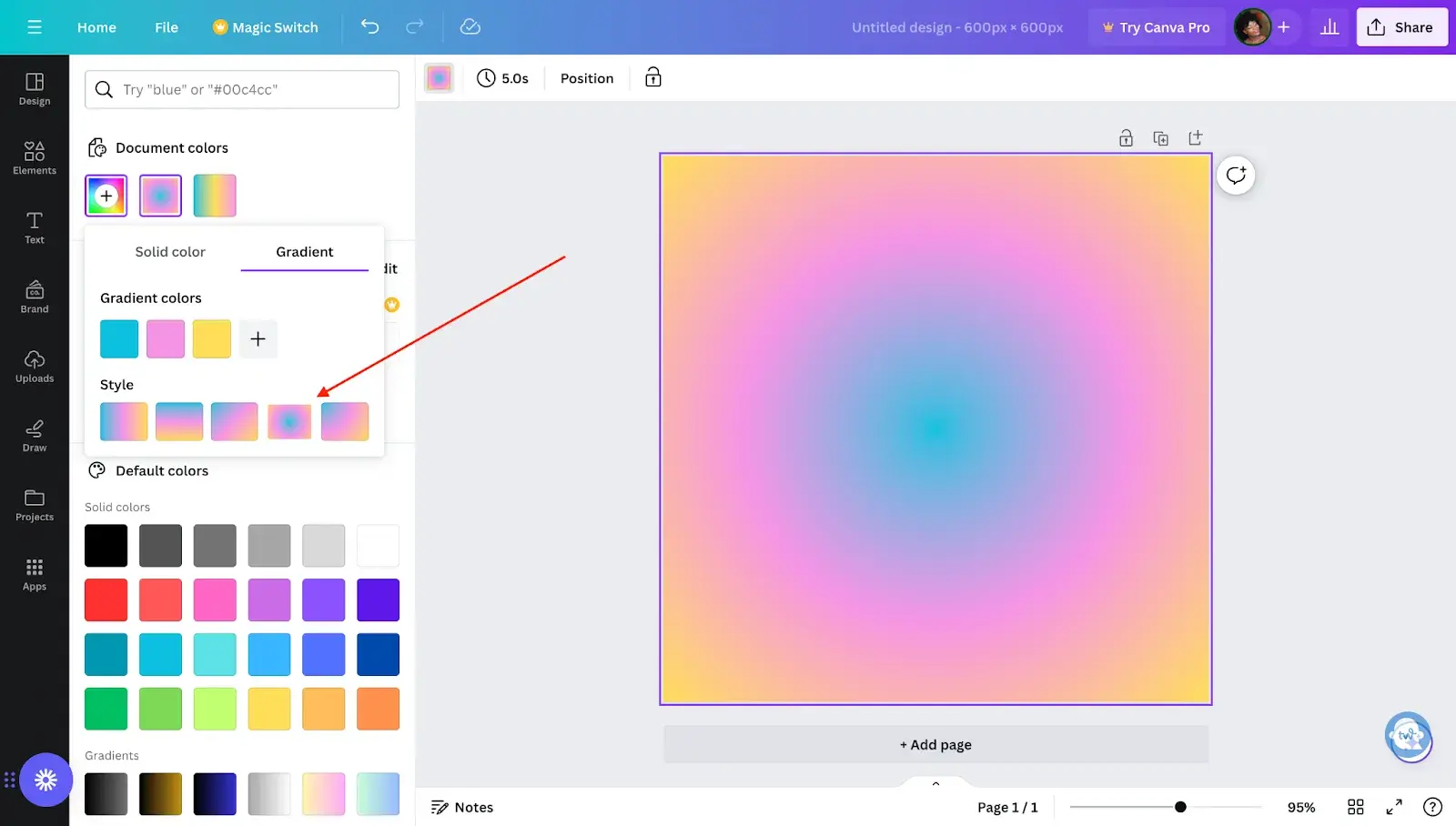 how to make a gradient in canva tutorial: styling your gradient
