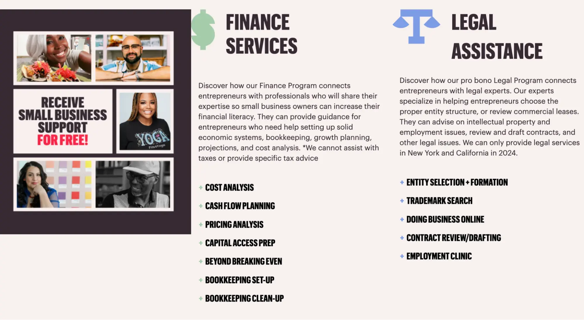  a screenshot of start small think big inc.s free small business services page