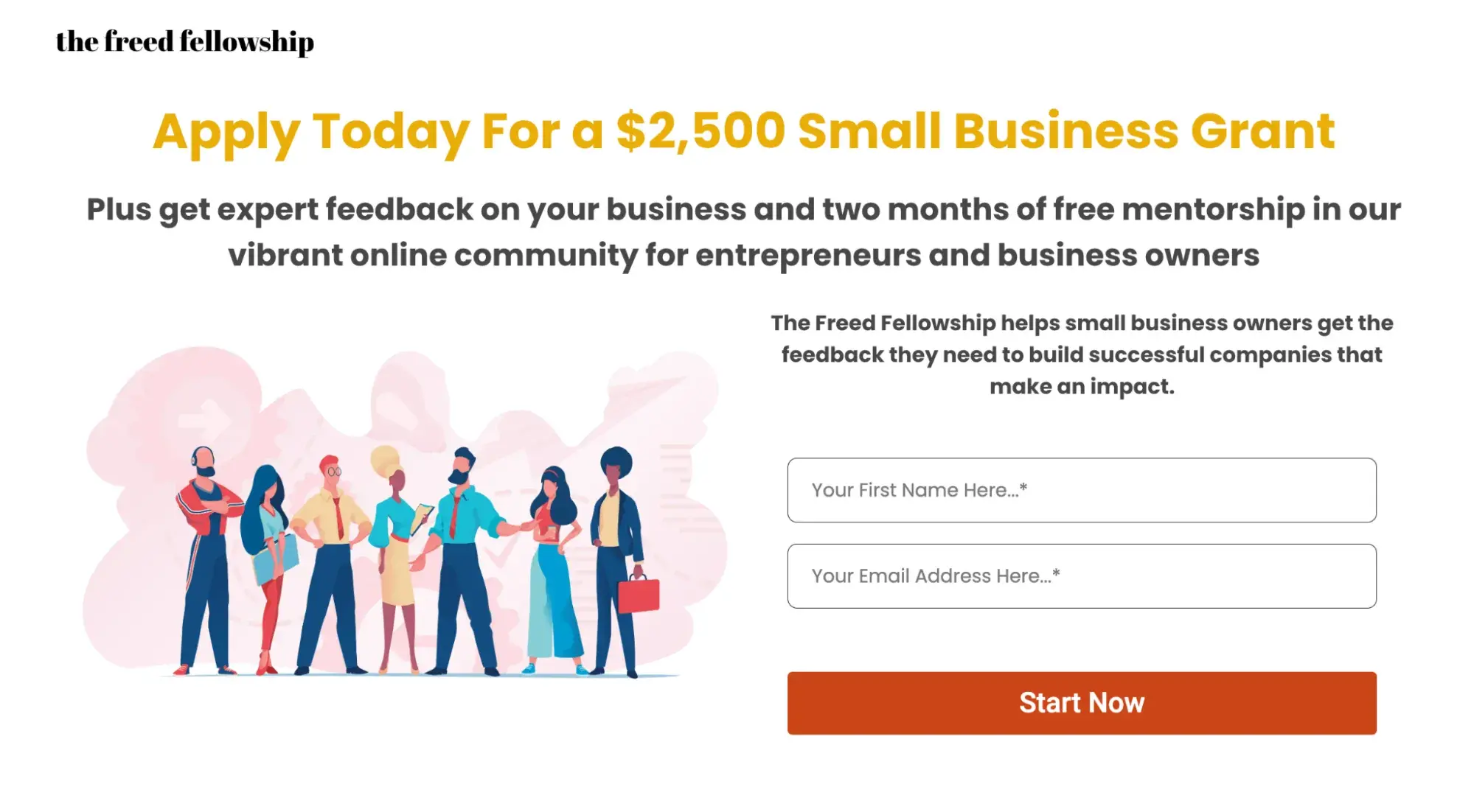 a screenshot of the freed fellowship apply today page