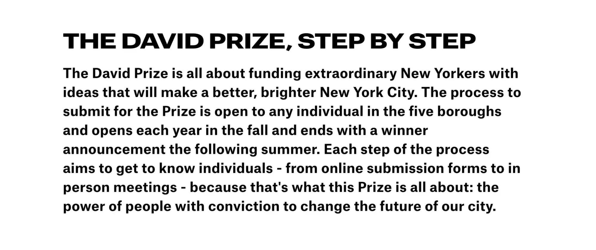 a screenshot of the david prizes about page