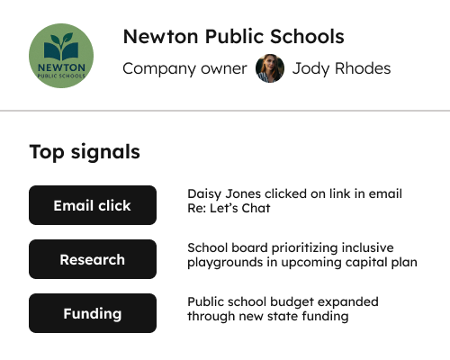 Engage the right accounts with buying signals like job postings, funding rounds, and changes to tech stacks.